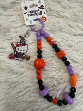 Sanrio Hello Kitty Halloween Witch Beaded phone/bag Charm orange black purple
